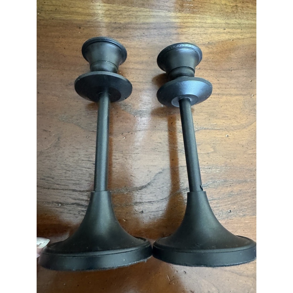 Pair of Matte Black Taper Candle Holders 6.5" Minimalist Modern Farmhouse Decor